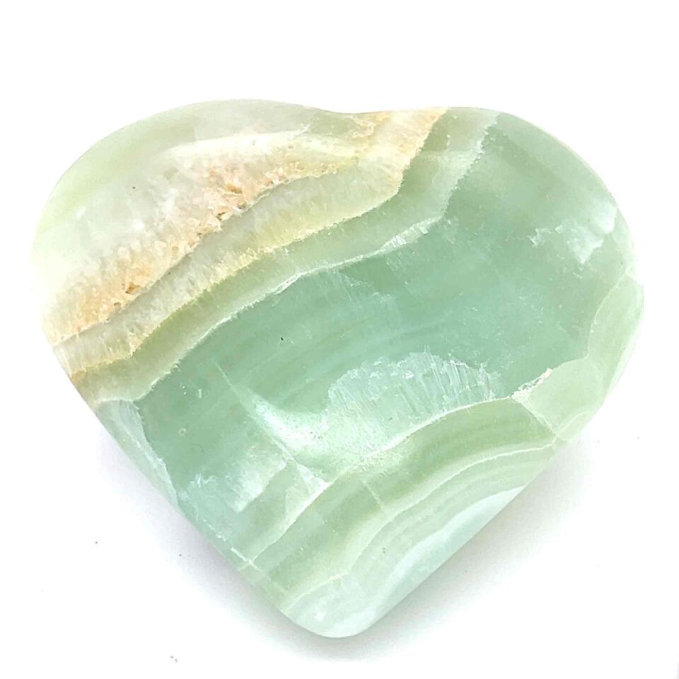 Polished Pistachio Calcite Heart