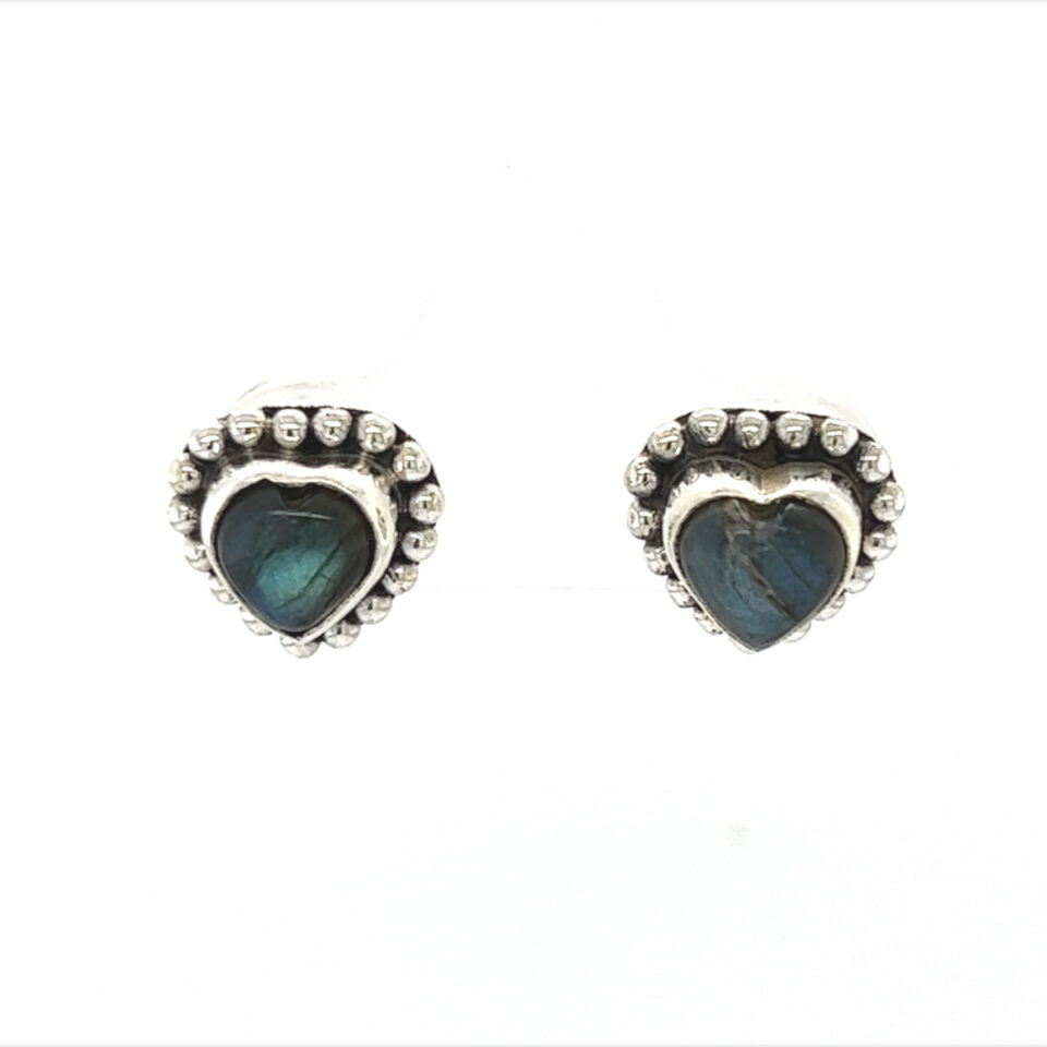 Labradorite Heart Stud Earrings