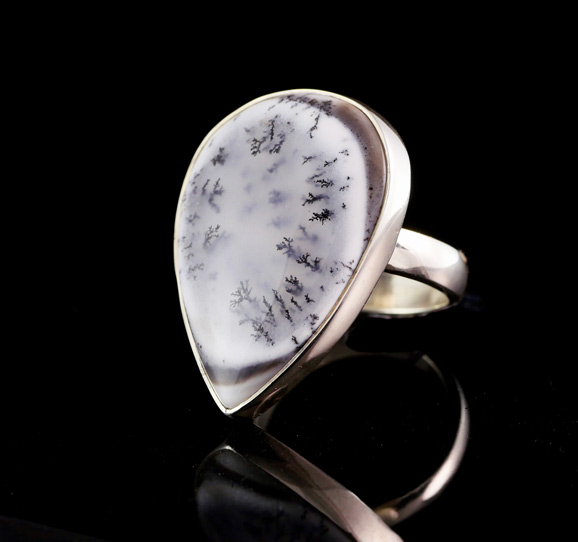 Teardrop Dendritic Agate Ring