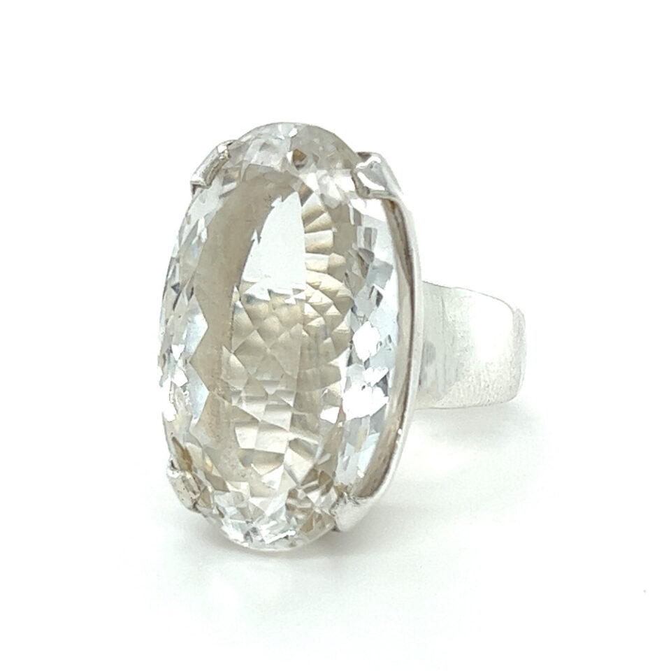 Clear Quartz Faceted Ring