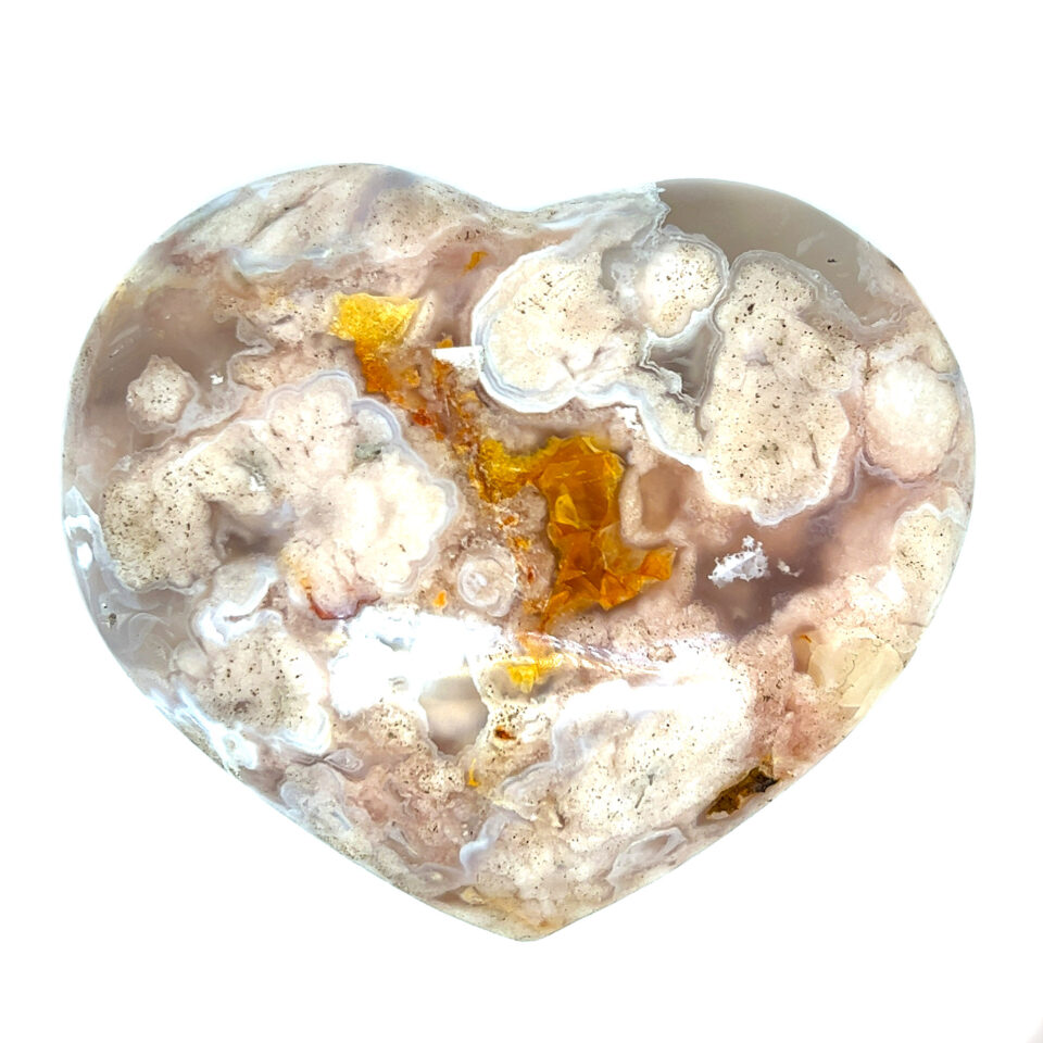 Natural Flower Agate Heart