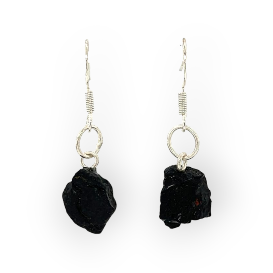 Raw Black Tourmaline Earrings