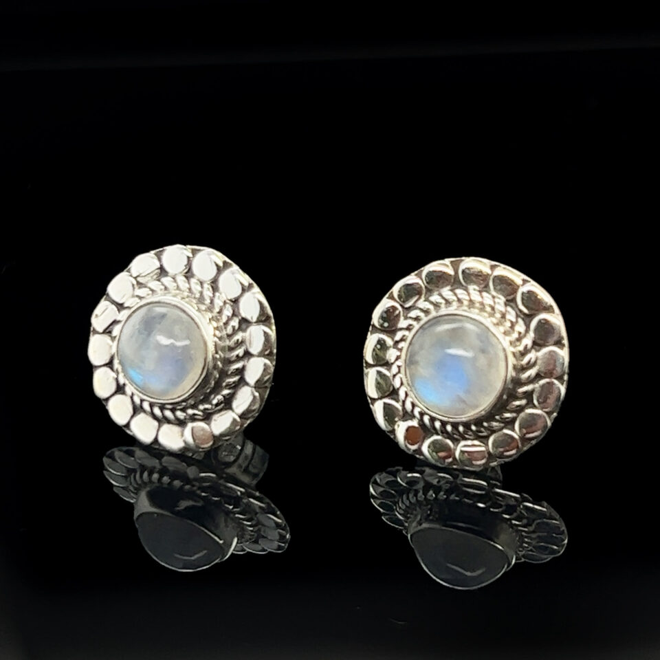 Moonstone Filigree Stud Earrings