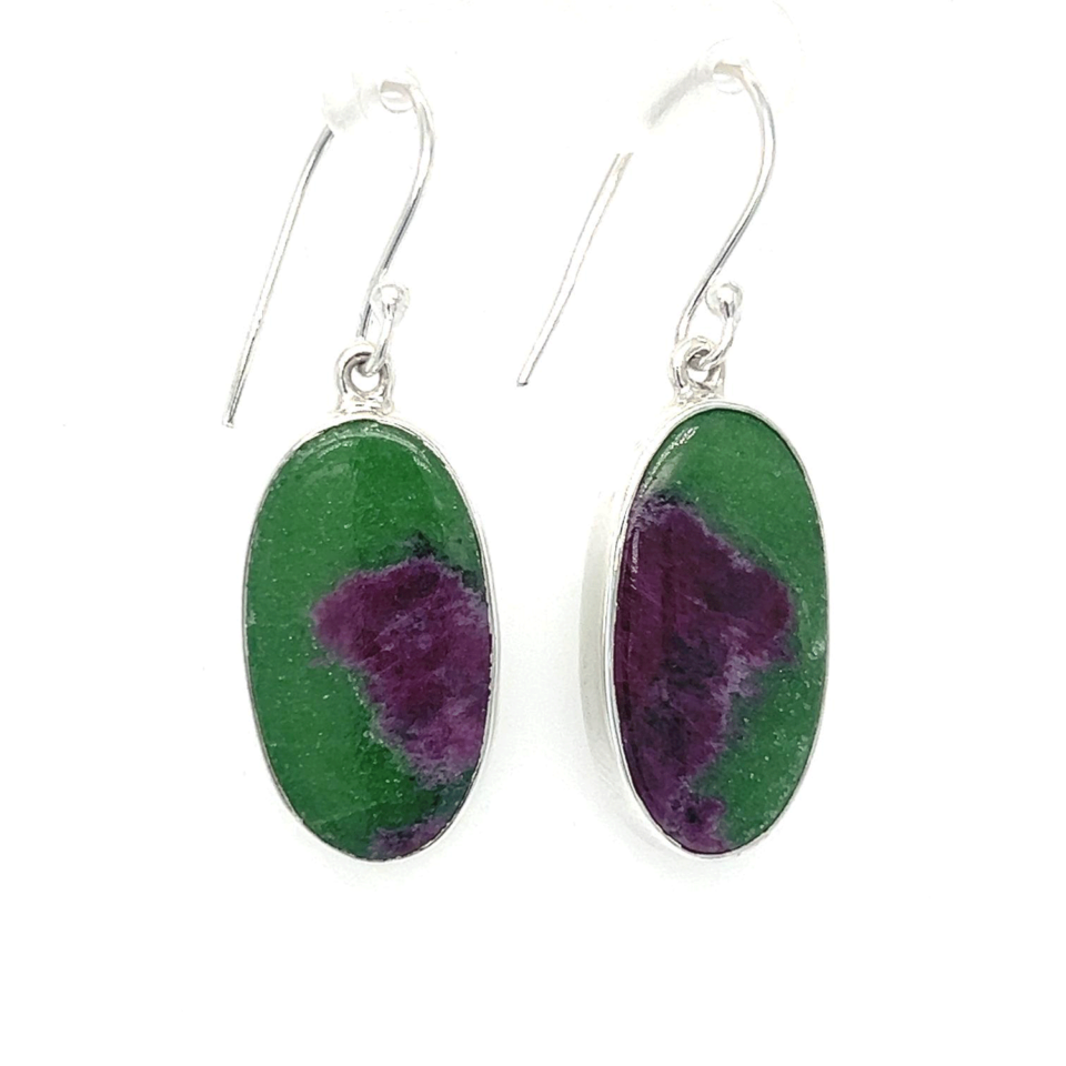 Oval Ruby Zoisite Earrings