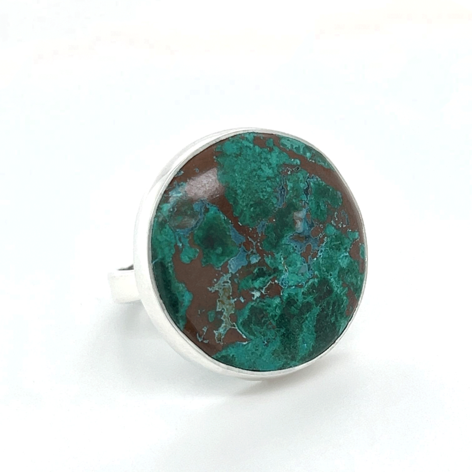 Circular Chrysocolla Adjustable Ring