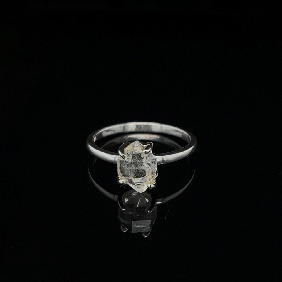 Raw Herkimer Diamond Quartz Ring